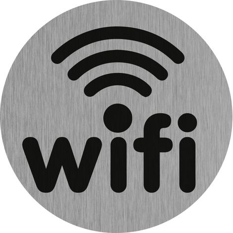 Plaque de porte zone Wifi - Aluminium brosse Ø75mm - 4383323