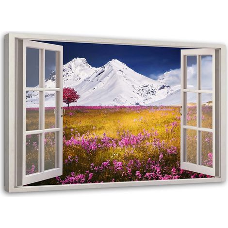 Cadre déco Fenêtre sur la montagne 90x60 (1/5)
