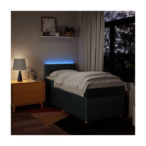 Sommier Snowco (avec matelas), bleu, 80 × 200 cm, tissu, tissu doux et respirant, pour chambre, décor moderne, facile à assembler (1/5)