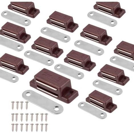 Lot de 12 loquets porte magnétiques résistants pour cuisine, salle bain, placard, d'armoire (marron) Marron - (1/5)