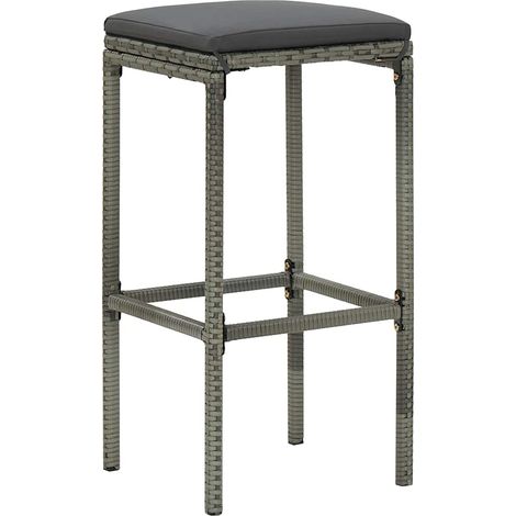 vidaXL Sgabelli da Bar con Cuscini 4 pz Grigi in Polyrattan