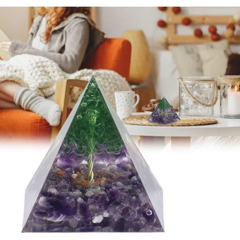 Pyramide Cristal Orgonite pour Méditation - Pyramide Orgone avec Pierre d'Énergie - Handicraft en Cristal Drip 6x6x6.6cm pour Équilibre et Calme (1/5)