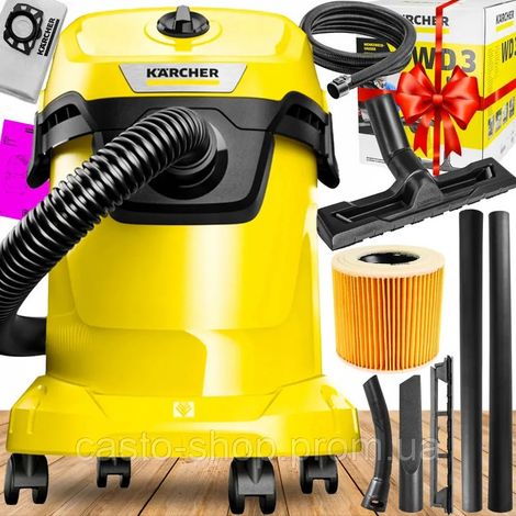 Aspirapolvere industriale senza sacco Karcher WD3 ad alta potenza 1000W per liquidi e solidi