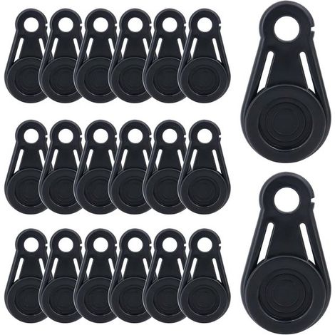 Lot de 20 clips de bâche robustes, clips de fixation rapides pour toile, tente, auvent et protection contre le vent, noir (1/5)