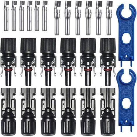 Paar Photovoltaik-Kabelverbinder, PV-Verbinder, Solar-Photovoltaik-Verbinder, Stecker + Buchse für Solarmodulkabelzubehör, Schwarz (1/4)