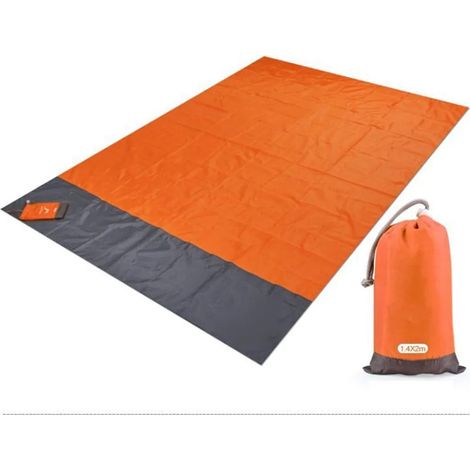 Tapis de pique-nique, camping et plage imperméable, portable et pliable - Orange (1/2)