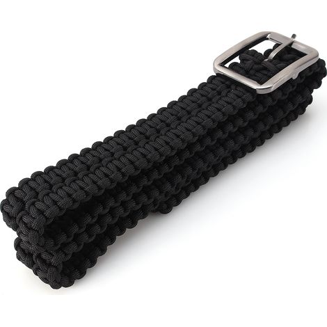 Ceinture de survie en paracorde 550, ceinture utilitaire, corde militaire, boucle en acier massif, noir (1/5)