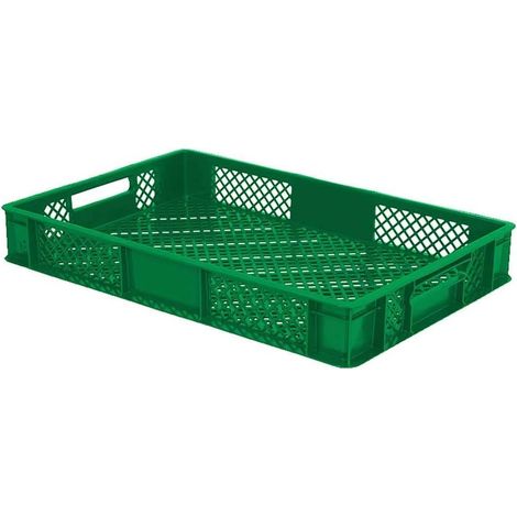 BRB 156 Stück Eurobehälter durchbrochen/Bäckerkiste, LxBxH 600x400x90 mm, PE-HD, lebensmittelecht, Palettenware (grün)