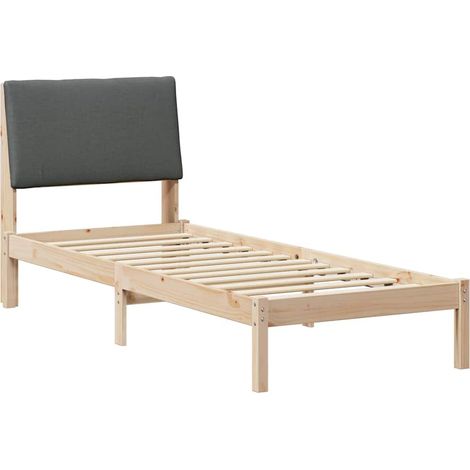 Bed frame Brown and dark grey 80 x 200 cm Solid pine wood vidaXL (1/5)