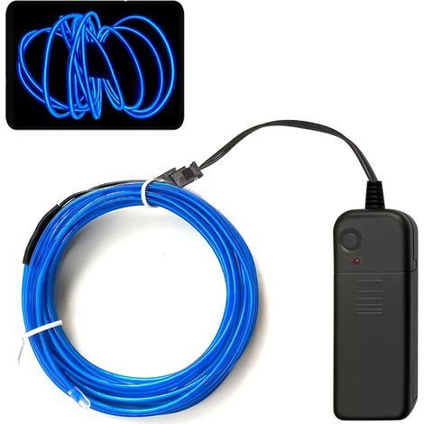 Bande Lumineuse Néon Bleue Portable 5 Mètres Alimentée par Batterie Découpable Personnalisable pour Décoration Fête Halloween et DIY (1/4)