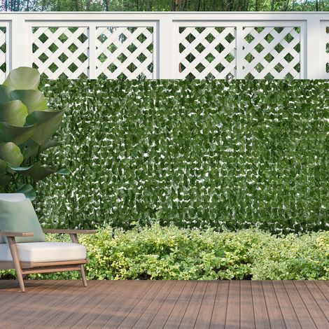 Déco Haie Artificiel Brise-Vue décoration Rouleau 3L x 1H m Feuillage réaliste Anti-UV HaMi - vert foncé