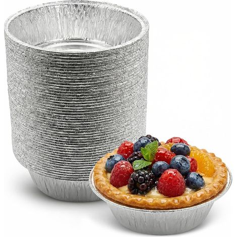 petits plats à tarte en aluminium jetables pour tartes, quiches, pâtisseries et gâteaux - 11 x 3,3 cm (1/5)