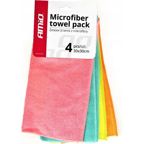Set Mikrofaser-Autoreinigungstücher, 4-teilig, 30 x 30 cm, Cwash-02 amio-01046 (1/4)