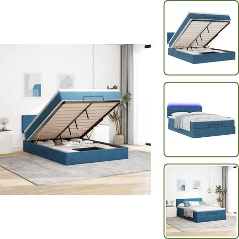 Coprimaterasso - vidaXL Struttura Letto Pouf con Materasso 140x190 cm in Velluto - Luci a LED
