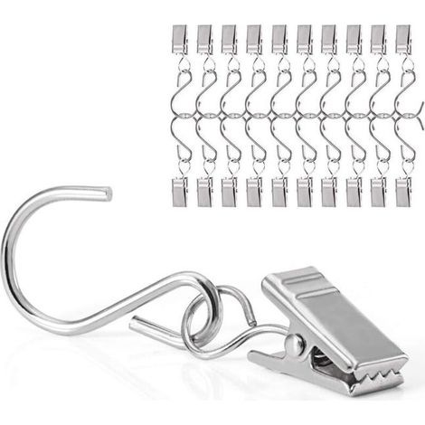 40 anillas para cortinas con clips de acero inoxidable para colgar cortinas y adornos (1/4)