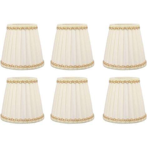 Lot de 6 petits abat-jours en tissu – Installation à clipser – Dimensions 9x14x13cm – Pour ampoules E14 – Style moderne pour bureau et salon (1/5)
