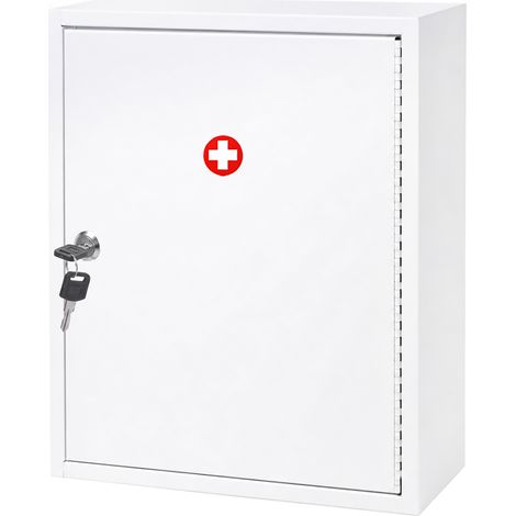 Levede Medicine Storage Box Lockable Steel Wall Cabinet 3-Tier White For Home Use (1/5)