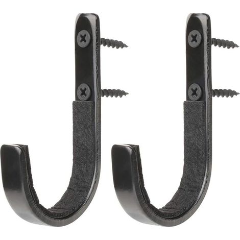 Lot de 2 crochets métal noir, fixation murale pour fusils de chasse, supports intérieurs armes à feu, rangement garage ou bureau (1/3)