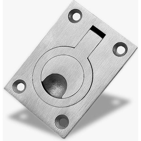 304 Edelstahl-Schrankgriff, eingebettet, verdeckter Zugring für Küchenschrank, Kleiderschrank, Schiebetür, Möbel, Hardware, 50 x 40 mm, 64 x 46 mm (klein) (1/2)