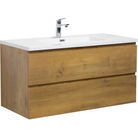 Badezimmer Badmöbel-Set Angela 100cm - Eiche - Unterschrank Schr