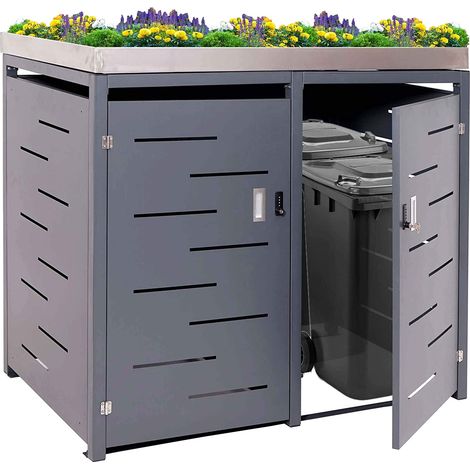 Cubo de basura exterior para albergar contenedores de basura con contenedor de hasta 4 contenedores 125x140x102 cm acero inoxidable-metal 040005612