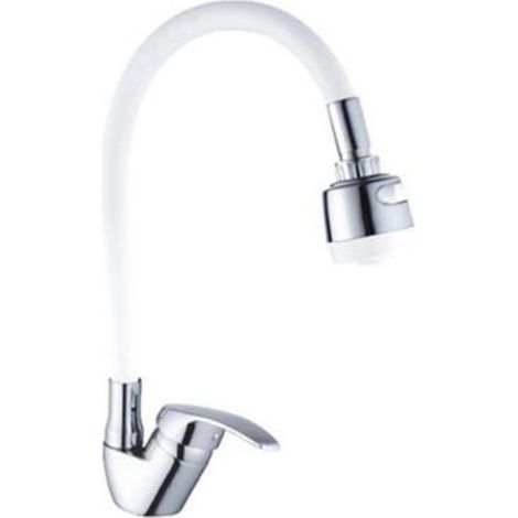 Trade Shop - Grifo De Fregadero Mezclador Con Ducha Mano Ducha Para Hogar Cocina Flexible Blanco -