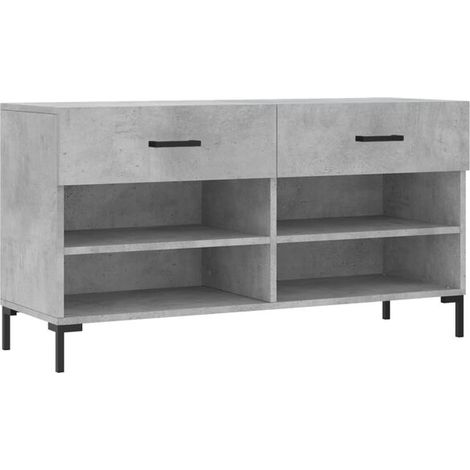 Tabouret à chaussures gris béton, 102 x 35 x 55 cm, bois composite (1/5)