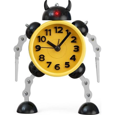 ZOLGINAH Kinderwecker für Jungen, Roboterwecker für Kinder, Analoger Wecker ohne Ticken, Lautloser Wecker für Jungen und Mädchen (Gelb) (1/5)