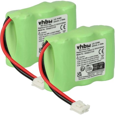 vhbw 2x Akku Ersatz für C39453-Z5-C193, V30145-K1310-X147, HSC22, 60AAH3BMX für schnurlos Festnetz Telefon (600 mAh, 3,6 V, NiMH) Grün