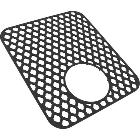 Tappetino protettivo in silicone per lavello con foro di drenaggio laterale,per lavello da cucina (nero) (1/2)