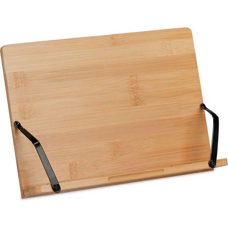 Relaxdays Repose-livre, bambou, 4 niveaux d’inclinaison, pliable, support, HxL: 19x28 cm, pour livre & tablette, nature (1/5)