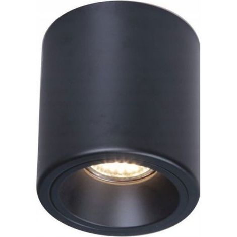 Plafonnier - Inez1 S - 240 V - Max 20 W - Culot GU10 - Acier Noir - Diamètre 80 mm - Hauteur 110 mm - IP20 - 1 Pièce (1/2)
