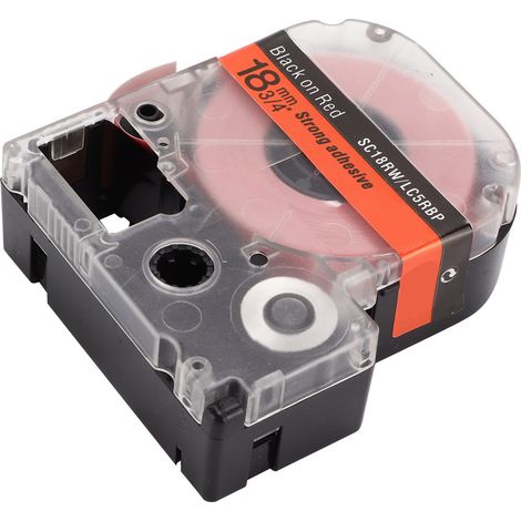 Ruban d'étiquettes PET de rechange pour imprimante d'étiquettes Epson et machine à étiquettes KINGJIM - Noir sur rouge (1/5)