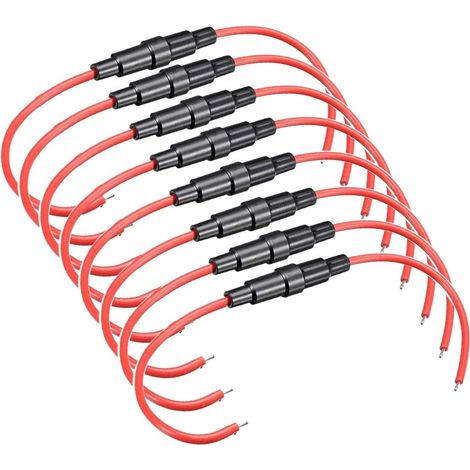 8pcs 5×20mm 32V 20A AGC Fuse Holder Screw Type Inline with 16AWG Wire (1/4)