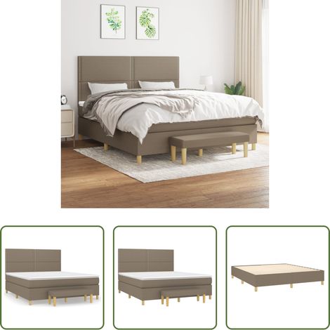 vidaXL Kopfteil - Boxspringbett mit Matratze Taupe 180x200 cm Stoff (1/5)