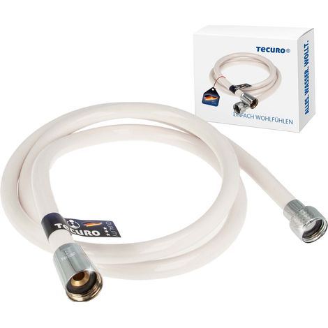 tecuro 50 cm Brauseschlauch EASY 1/2 Zoll Drehkonusmutter x 1/2 Zoll Rändelmutter, weiß/chrom, Trinkwasser-Konform, KTW BWGL, DIN EN 1113 (1/5)