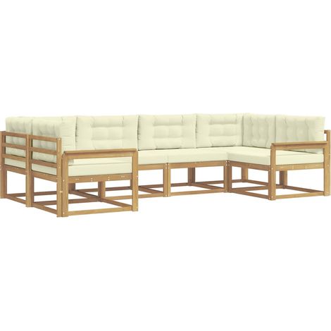 Outdoor Sofa Set with Cushion 6 pcs White and Cream vidaXL (1/5)