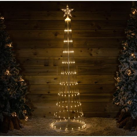 1.8m Light up Christmas Cone Tree with 220 Warm White LEDs and Timer Function