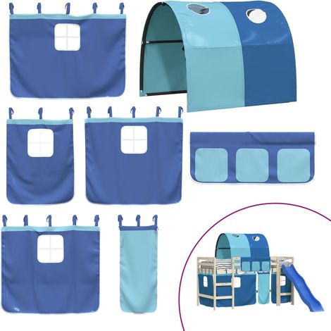Rideaux pour lit mezzanine avec tunnel bleu polyester