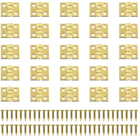 Ahlsen 100pcs Mini Bisagras Retro, Conectores de Bisagra, Bisagras de Latón, Pequeñas Bisagras de Metal, Bisagras en Miniatura con Tornillos, Puerta de Gabinete, Cajón, Cómoda (1/5)