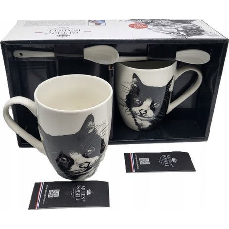 Un juego de dos tazas con la imagen de un gato PARA REGALO (1/5)