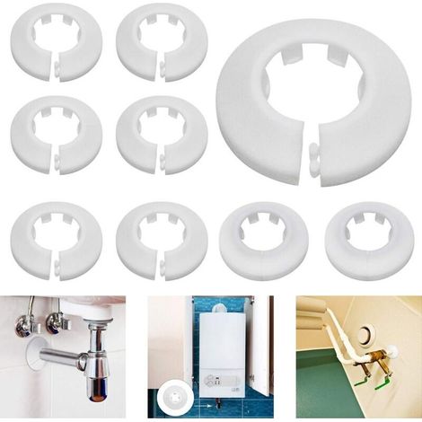 16 mm / 20 mm / 25 mm 24Pcs(Blanc)Rosace Radiateur Cache Tuyau pour Radiateur Chauffage Plomberie Couvercle de Trou Mural Sol (1/5)