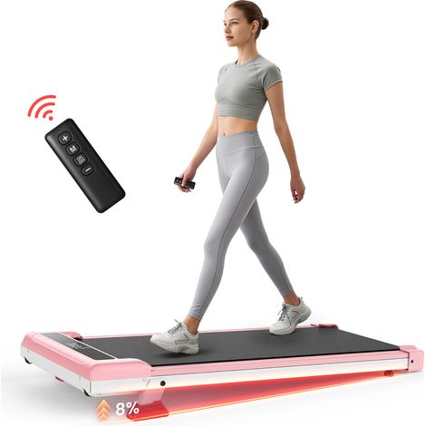 Cinta de correr eléctrica 3 en 1 – Inclinación manual del 8 % – Velocidad 1-10 km/h – Pantalla LED – Motor de 3,0 HP – Superficie 39 x 94 cm – Carga máxima de 130 kg – Para uso doméstico – Rosa (1/5)