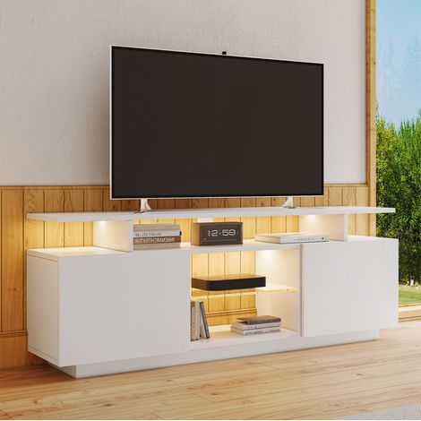 Mueble TV con LED y 5 huecos blanco 140 cm OKMYHOME (1/5)