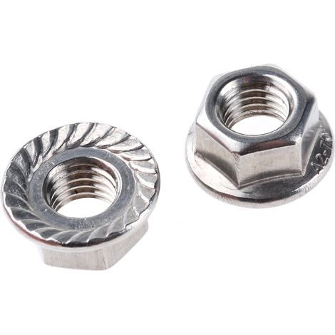 Ecrou hexagonal à collerette de diamètre 21.8mm, M10, Acier Inoxydable A2 304 ( Prix pour Sachet de 25 )