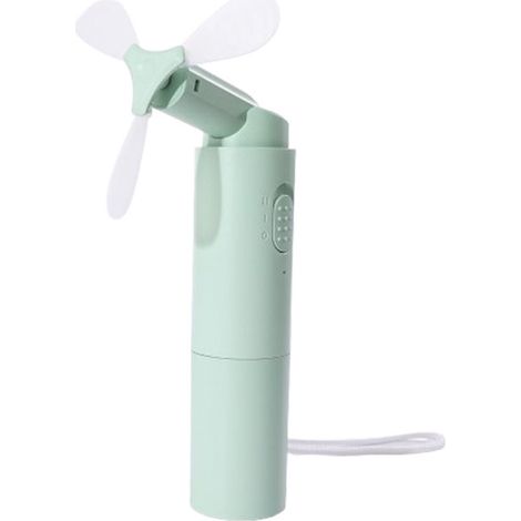 Mini ventilateur à main USB 2 en 1 pliable avec fonction batterie externe, silencieux, design compact pour voyage, bureau et usage quotidien pratique et confortable ultra portable, vert (1/5)