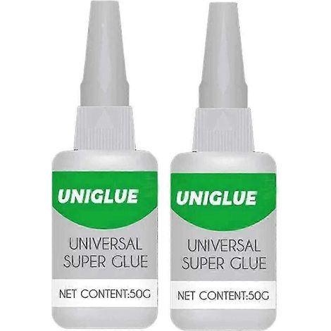 Lot de 2 colles Uniglue universelles, super-colle, soudure haute résistance, puissante et instantanée, pour métaux et plastiques, couleur jade (50 g) (1/5)