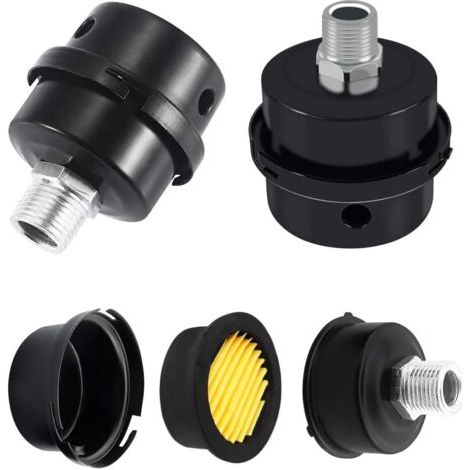 2-teiliger geräuscharmer Luftfilter, Cuicany, Schalldämpfer für Luftkompressoren, 3/8" 16 mm, für Luftkompressoren (1/5)
