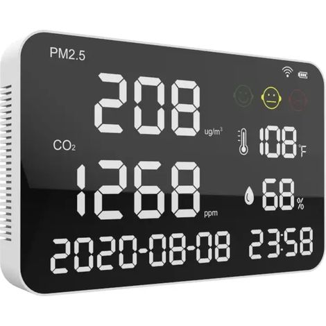 KAPM140 Analyseur de qualité de l'air mural Détection Infrarouge (NDIR) Horloge / Date / Fonction Wifi (1/5)