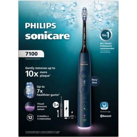 Brosse a dents électrique sonique - PHILIPS - HX7423/08 - Série 7100 - bleue - Bluetooth (1/3)